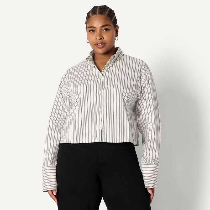 Women's Oversized Cotton Stretch Poplin Button-Down Dress Shirt - Classic Fit, Versatile Style