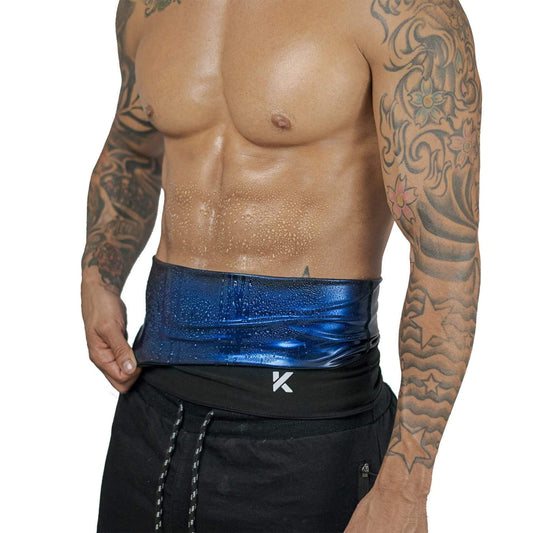 Kewlioo Men's Heat Trapping Waist Toner - Waist Trimmer Trainer Belt for Men - Comfortable & Discreet Waist Slimming Thermo Sauna Belt, Neoprene-Free Waist Cincher (Black, Medium)