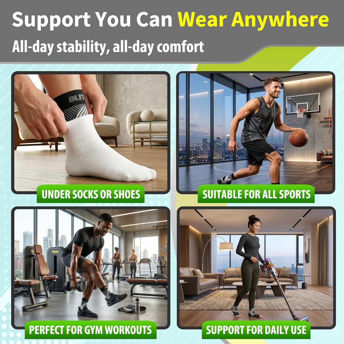 Compression Socks for Plantar Fasciitis & Achilles Tendonitis - Ankle Brace with Arch Support | Blue S-M