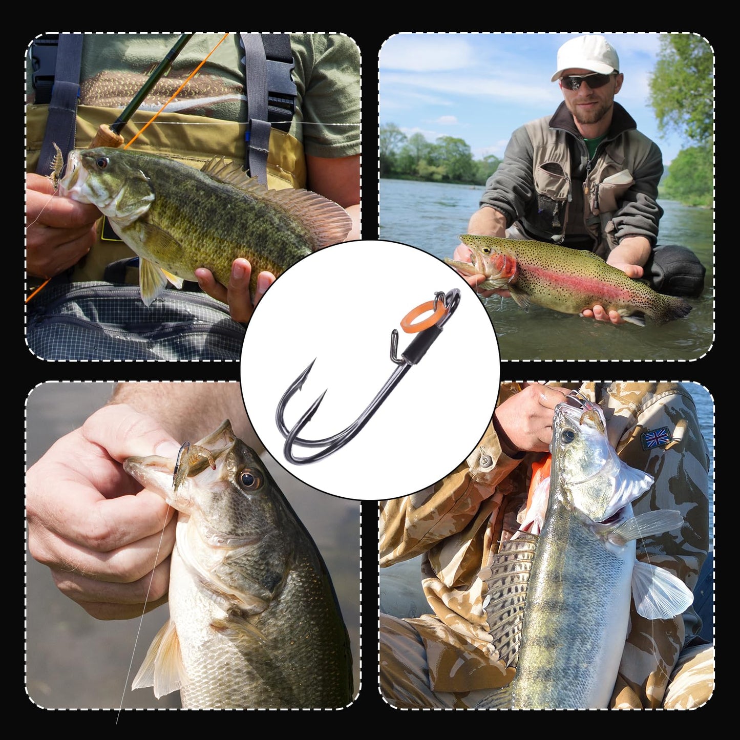 9KM DWLIFE Live Shrimp Fishing Hooks10Pcs Double Fishing Hooks Lure Magnetic Hooker Catfish Bass Hooks Fishing Lures Saltwater