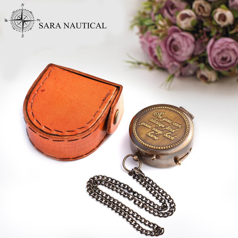 ' So You Can Always Find Your Way Back Home'' Engraved Compass,Romantic Gift Ideas for Him/Her - Gift for Women, Aniversity Gifts for Men, 50th/25th Wedding Anniversary,Baptism Religious Christian