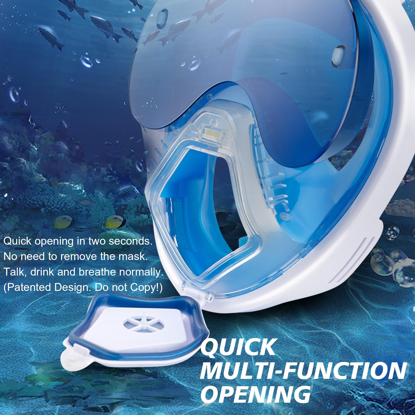 Devilfish Full Face Snorkel Mask S-Latest Dry Top Breathing System with Detachable Camera Mount,Foldable 180 Degree Panoramic View Set,Scuba Diving Masks Anti-Leak & Anti-Fog