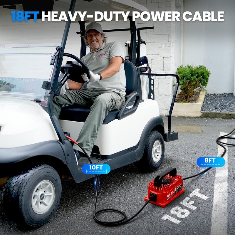 EXEFCH 48 Volt 15 Amp Golf Cart Charger for Club Car Precedent & DS Series with 3-Pin Round Plug Only for Lead Acid Battery