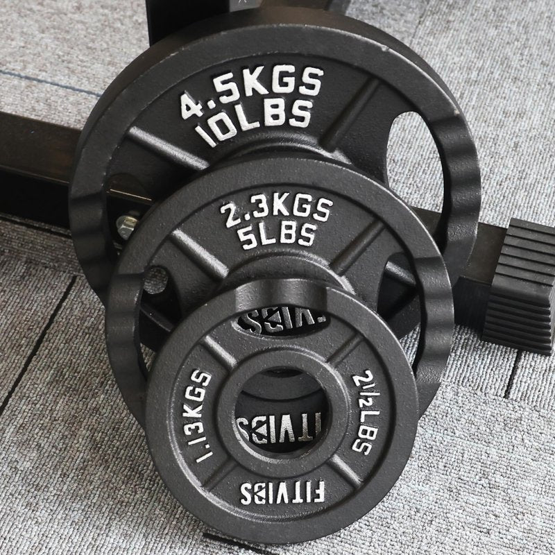 Olympic 2-Inch Cast Iron Plate Weight Plate for Strength Training and Weightlifting, Two Hole Style, 35LB Set