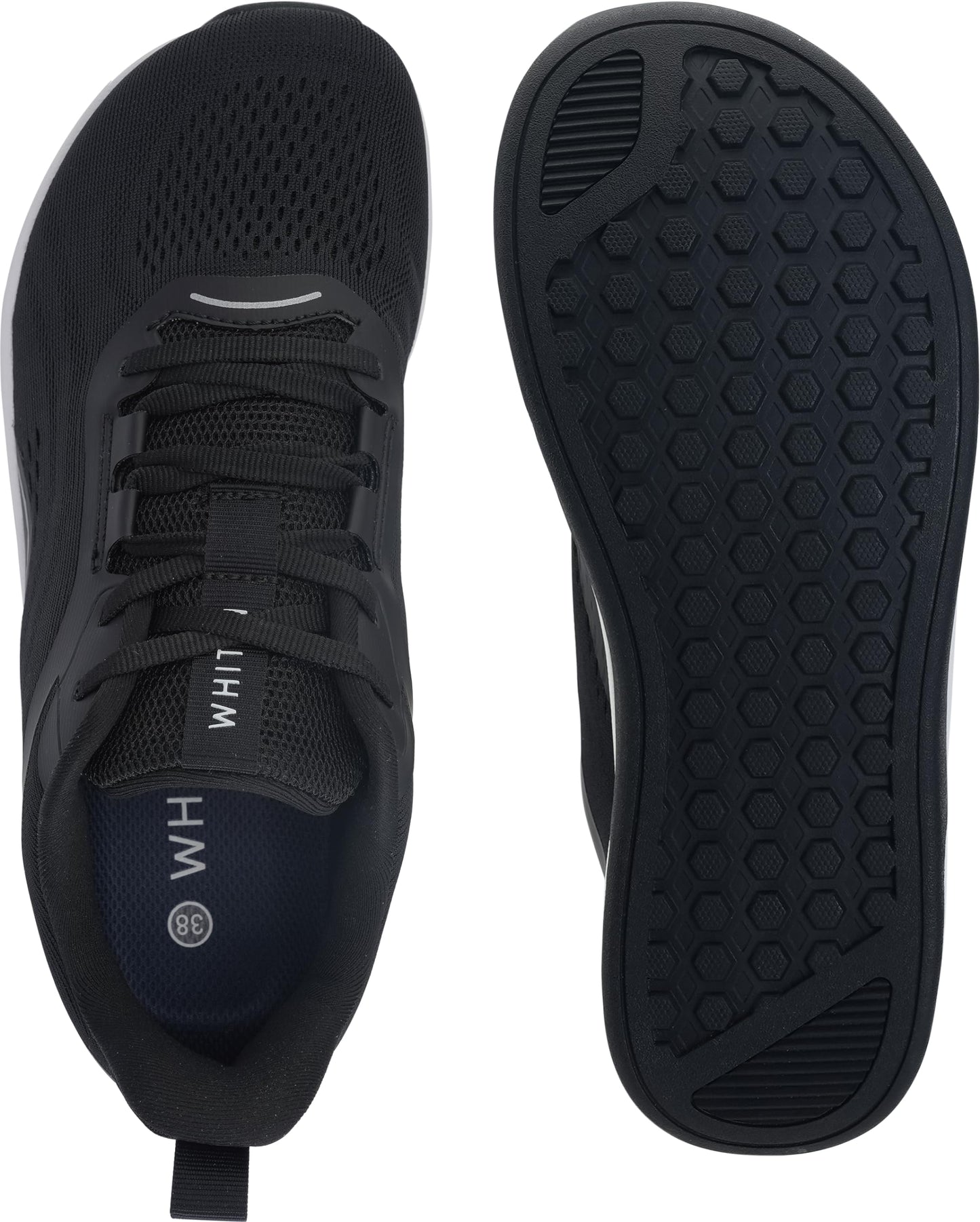 WHITIN Women's Zero Drop Width Wide Toe Box Road Running Shoes Size 11 Comfortable Slip Resistant Training Tennis Walking Sneaker Female 43 Black