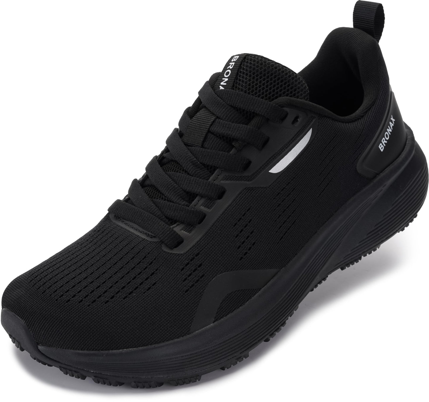 BRONAX Wide Toe Box Shoes for Men Lightweight Road Running Training Cushioning Athletics Sneakers Size 10w Lace up Breathable Walking Gym Sports Footwear All Black 44