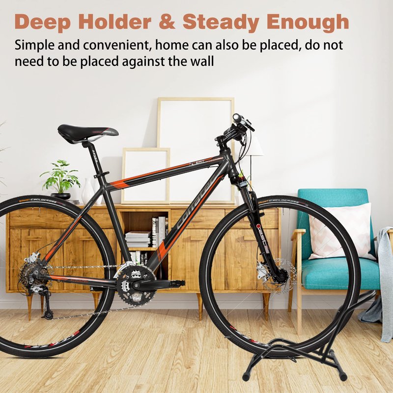 Bike Stand Floor Bicycle Stand Bike Parking Rack Stand Bicycle Storage Perfect for 16"-29" Front and Rear Wheel Parking Rack
