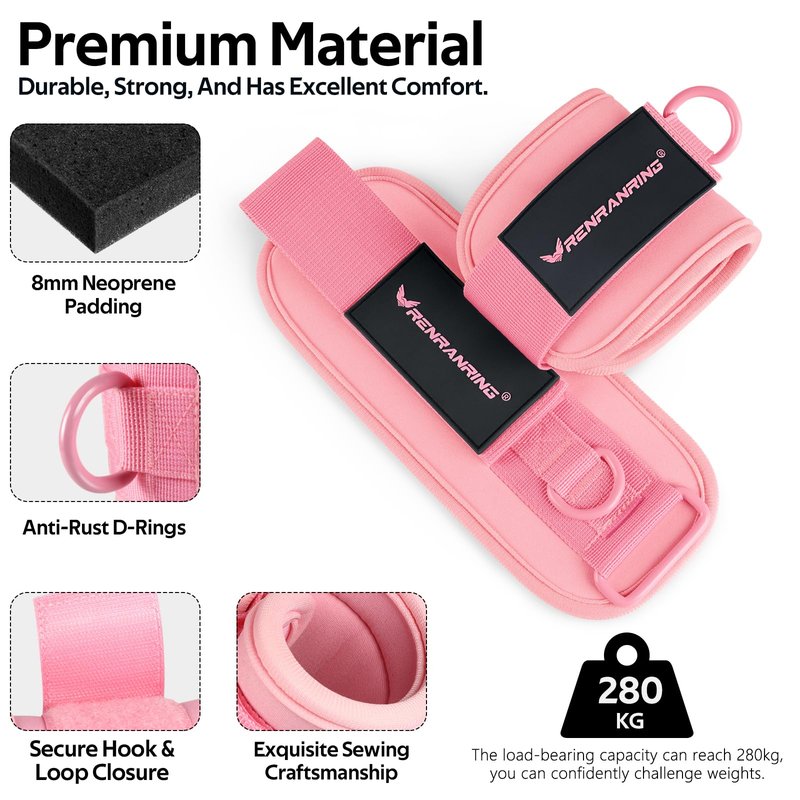 Ankle Resistance Bands with Cuffs, Ankle Bands for Working Out, Ankle Resistance Band for Legs and Glutes Workout Equipment, Butt Exercise Equipment for Women