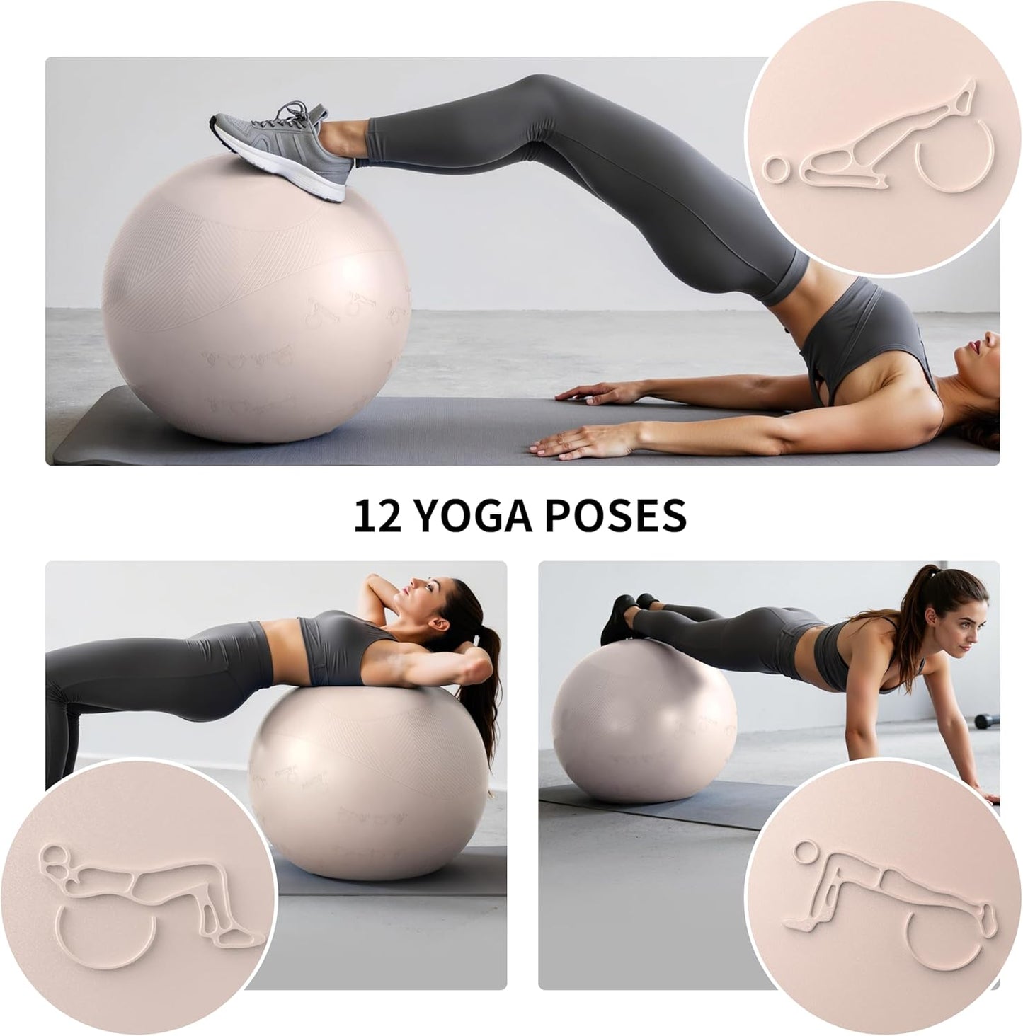 Extra Thick Yoga Ball - Anti-Burst, Slip Resistant Exercise Ball with Pump | 22in, 26in, 30in Sizes for Pilates & Physical Therapy