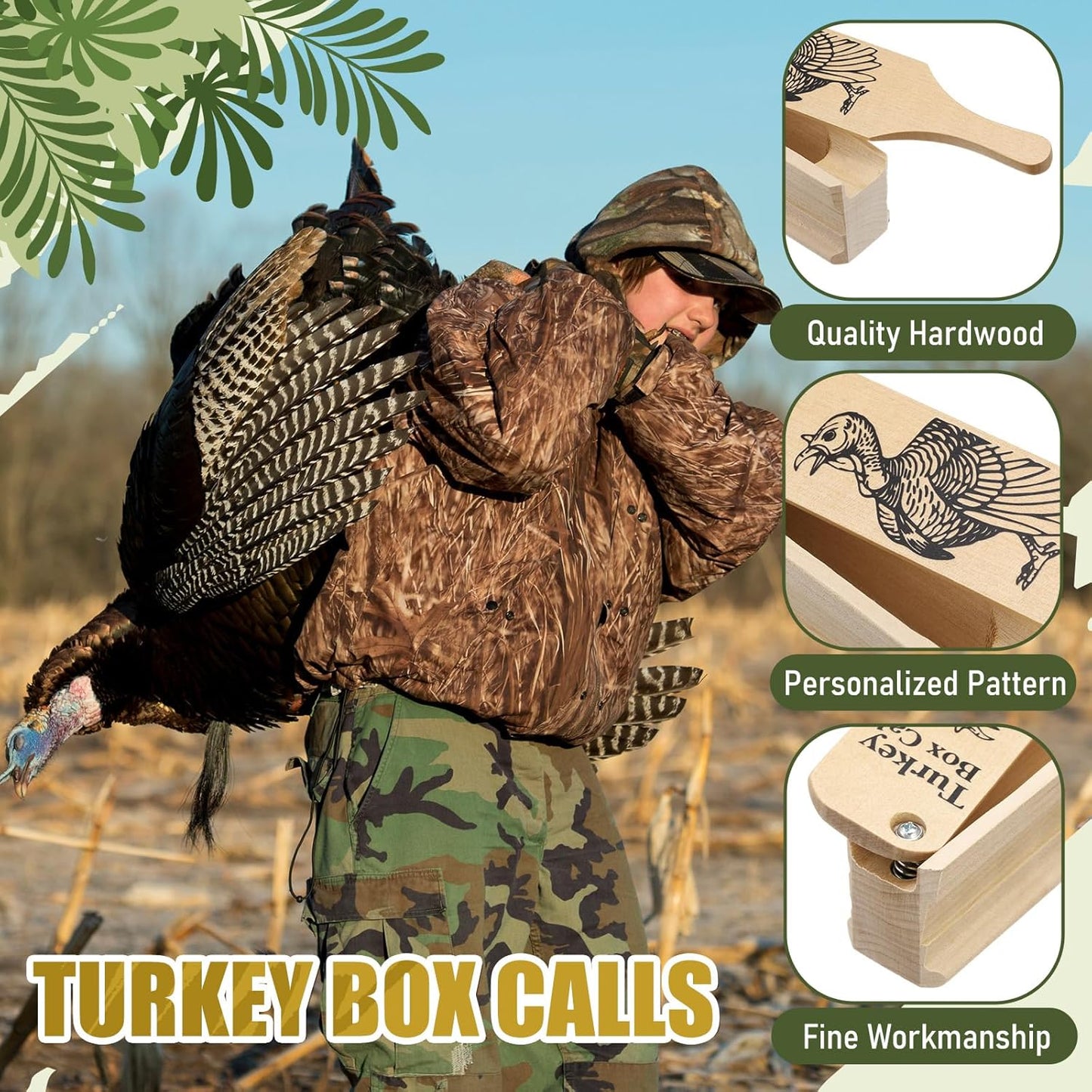 Turkey Box Calls - Realistic Wood Construction for Hunting | Simulates Wide Range of Sounds