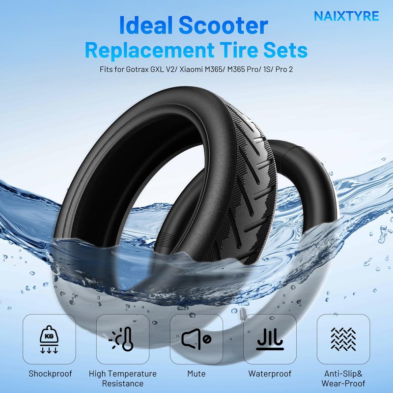NAIXTYRE 8.5 inch Tires and Inner Tubes,Replacement Wheels for 50/75-6.1 Electric Scooter tires, Suitable for Most Scooters Gotrax Gxl V2/Xiaomi M365,8.5x2 Electric Scooter Tire,(2 Set)