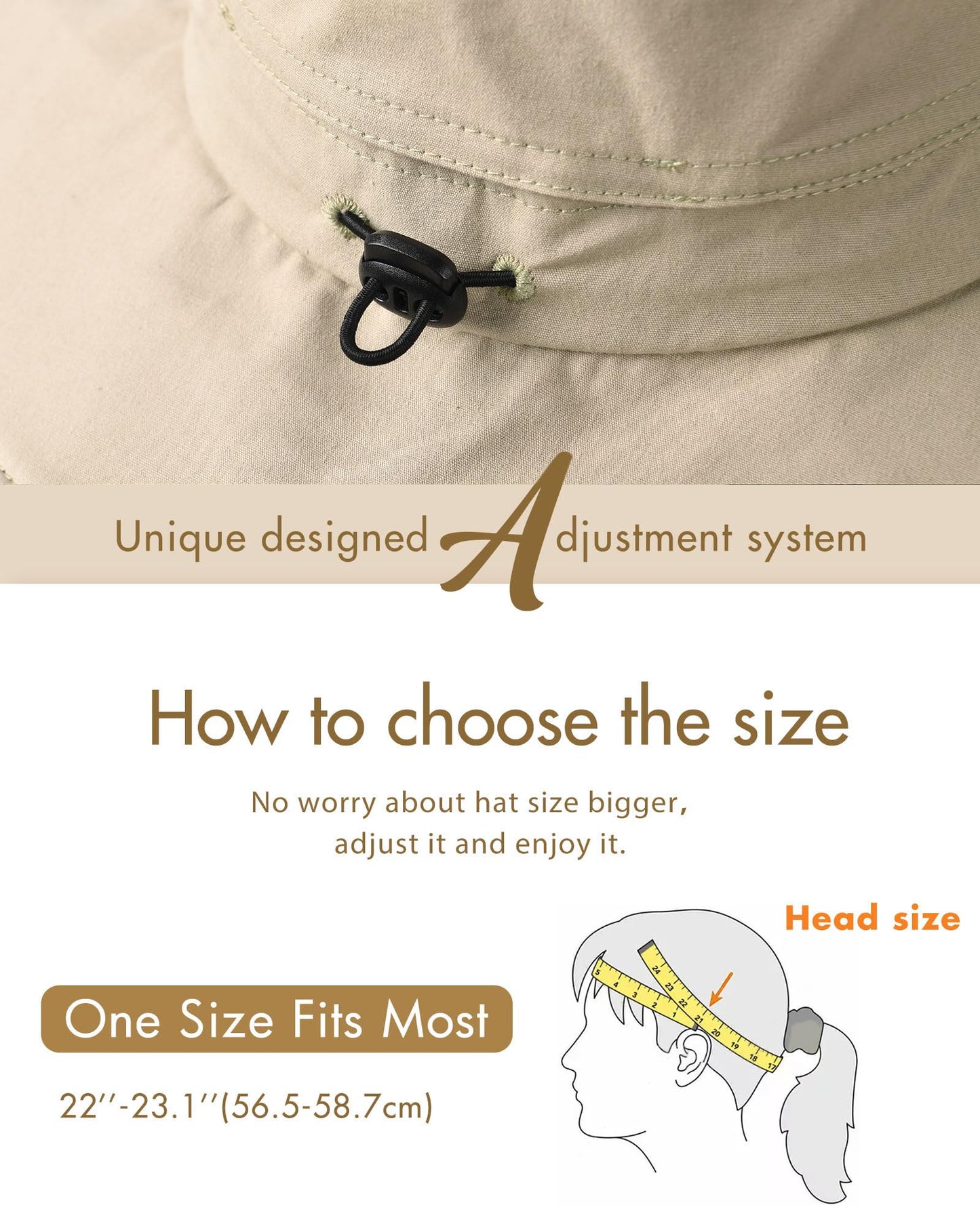 Hatiis Womens Sun Hat with Ponytail Hole Cotton Shapeable Wide Brim
