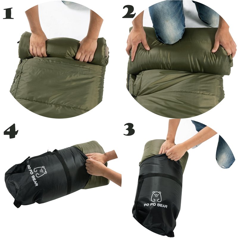 PO PO BEAR Zero Degree Sleeping Bag for Adults 100% Cotton Flannel Tall and Big (Green, 84" x 40" Right Zip)
