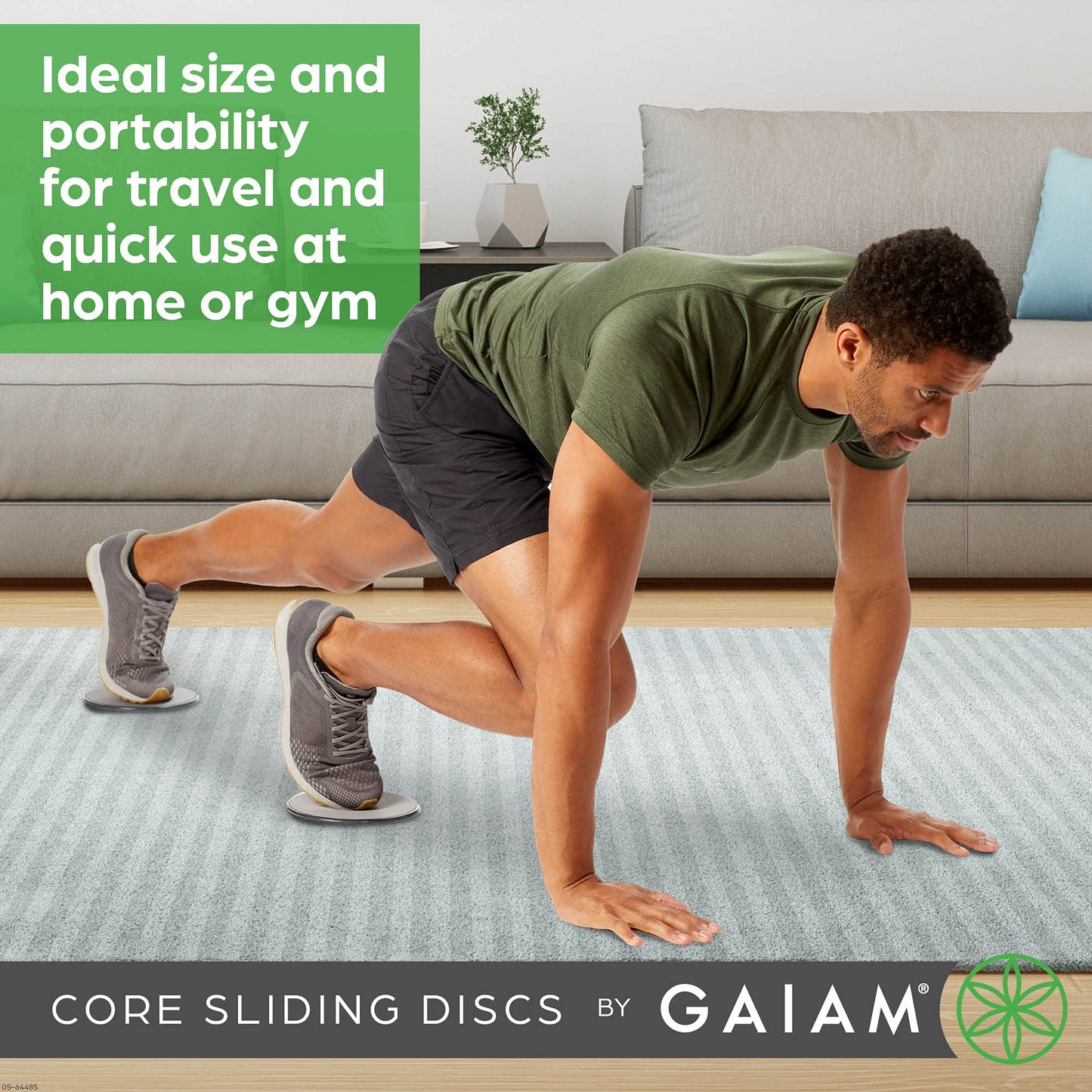 Gaiam Core Sliding Discs - Dual Sided Workout Sliders for Carpet & Hardwood Floor - Home Ab Pads Exercise Equipment Fitness Sliders for Women and Men, Grey/Black