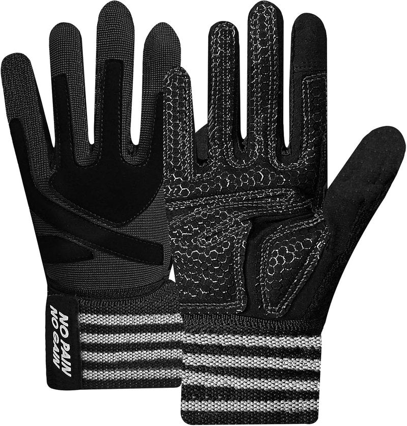 Weightlifting Workout Gloves - Full & Half Finger with Wrist Strap Support | Padded Grip for Men