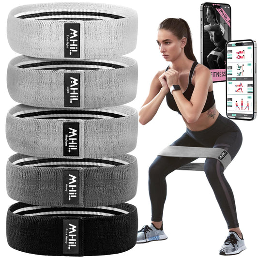 Fabric Resistance Bands for Working Out - 5 Booty Bands for Women and Men, Best Exercise Band Workout Bands for Workout Legs Butt Glute Hip - Gym Loop Fitness Bands Set for Home with Training Guide