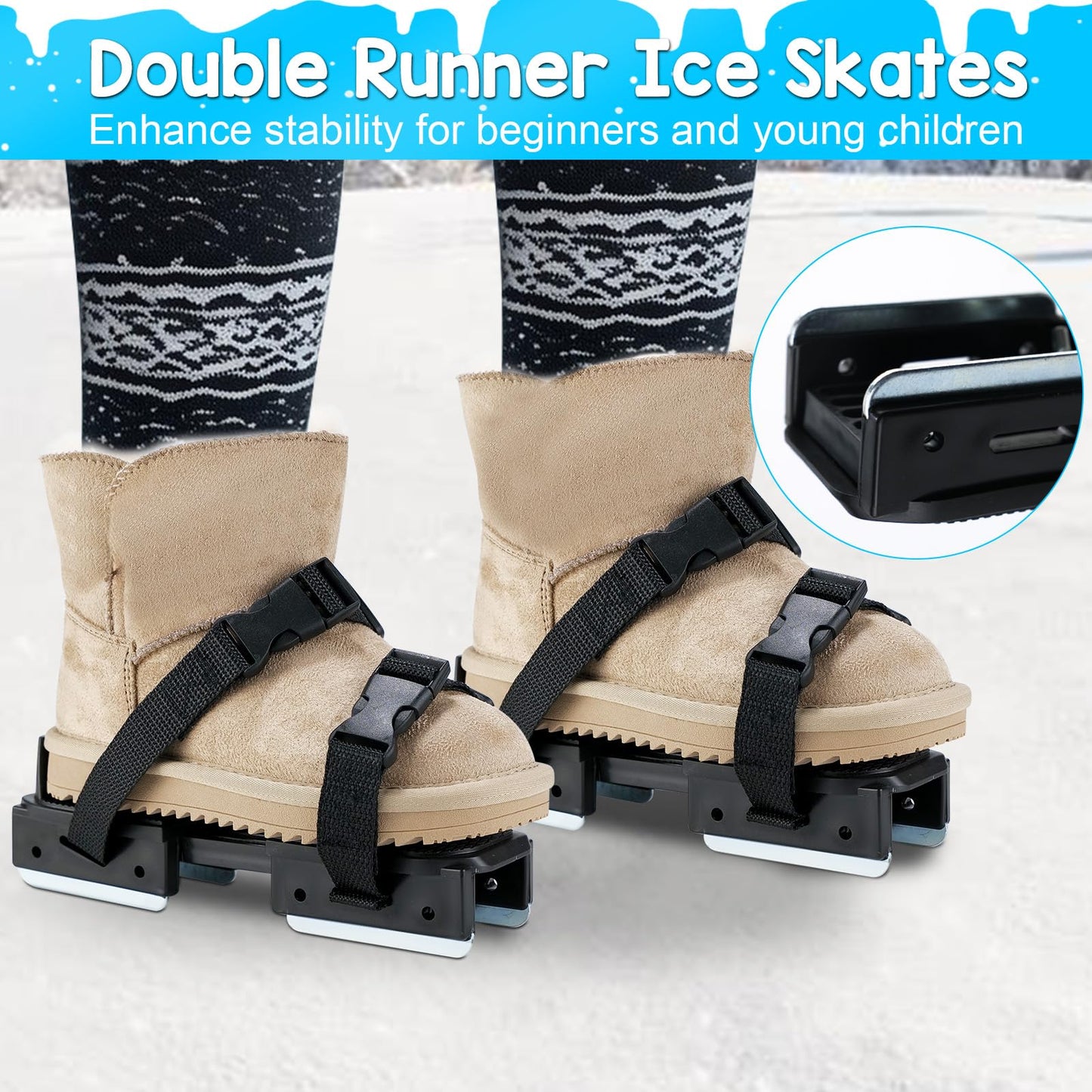 Qiuyanbo Toddler Ice Skates,Adjustable Kids Ice Skates with Durable Hook and Loop Fastener Straps for Toddlers, Junior Skater
