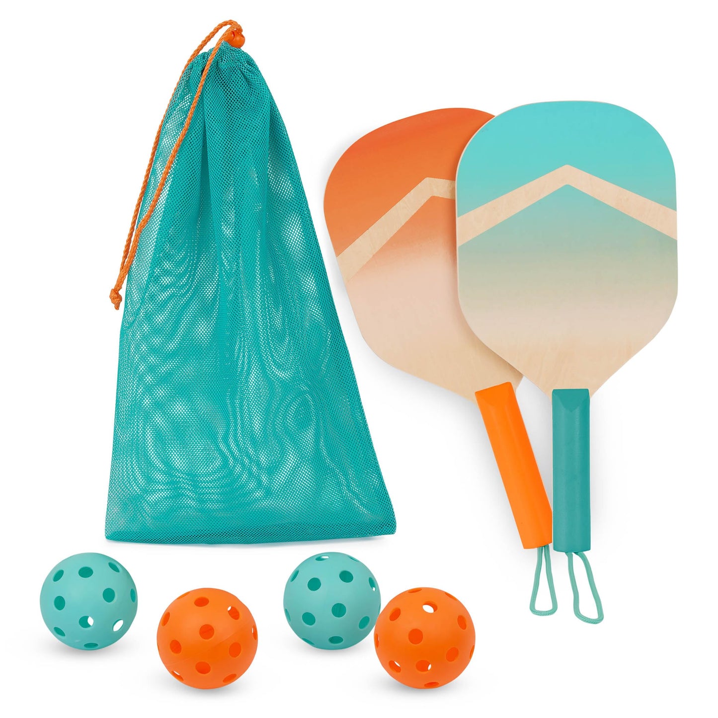 B. toys – Kids Pickleball Game – Wooden Paddle Set – 2 Paddles & 4 Balls – Drawstring Storage Bag – 3+ Years– Pickleball Set