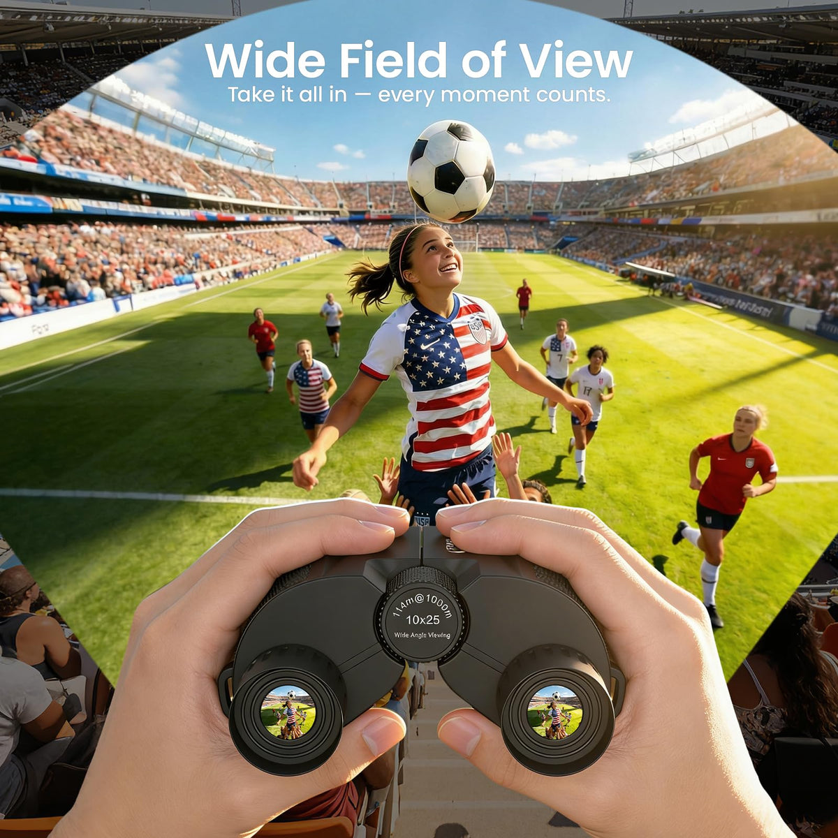 Aurosports Compact Binoculars for Adults and Kids - 10x25 Small Lightweight Binoculars for Bird Watching, Easy Focus for Theater, Cruise & Travel - Ideal Gift with Carrying Case & Strap