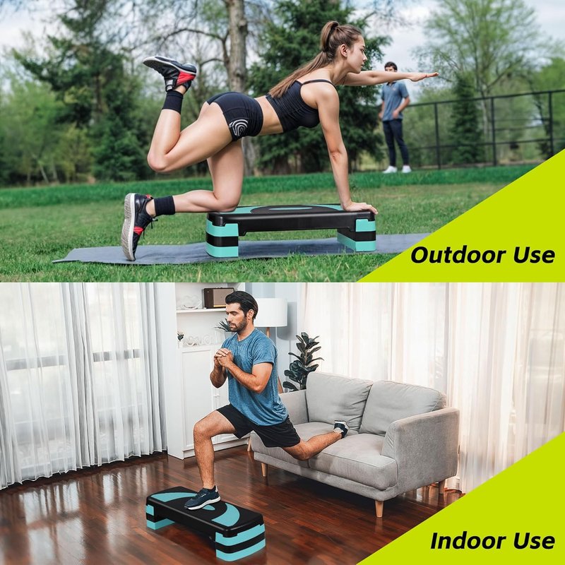 31" Adjustable Aerobic Step Platform - Non-Slip Fitness Stepper for Home Gym | 3 Levels with 4 Stackable Risers