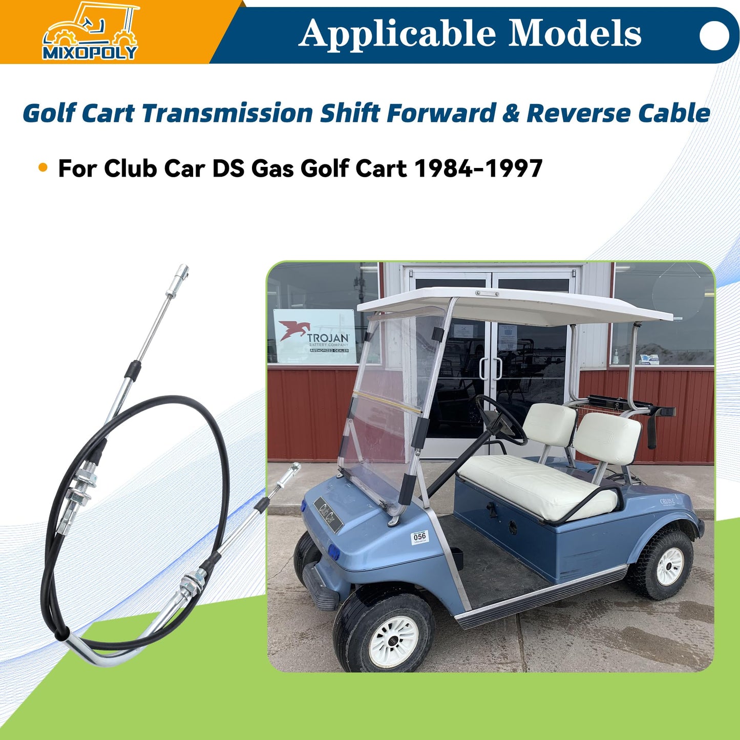 Mixopoly 63 Inch Golf Cart Transmission Shift Forward & Reverse Cable for Club Car DS 1984-1997 Gas Replace OEM 1012326 1013085 101851002 1018510-02