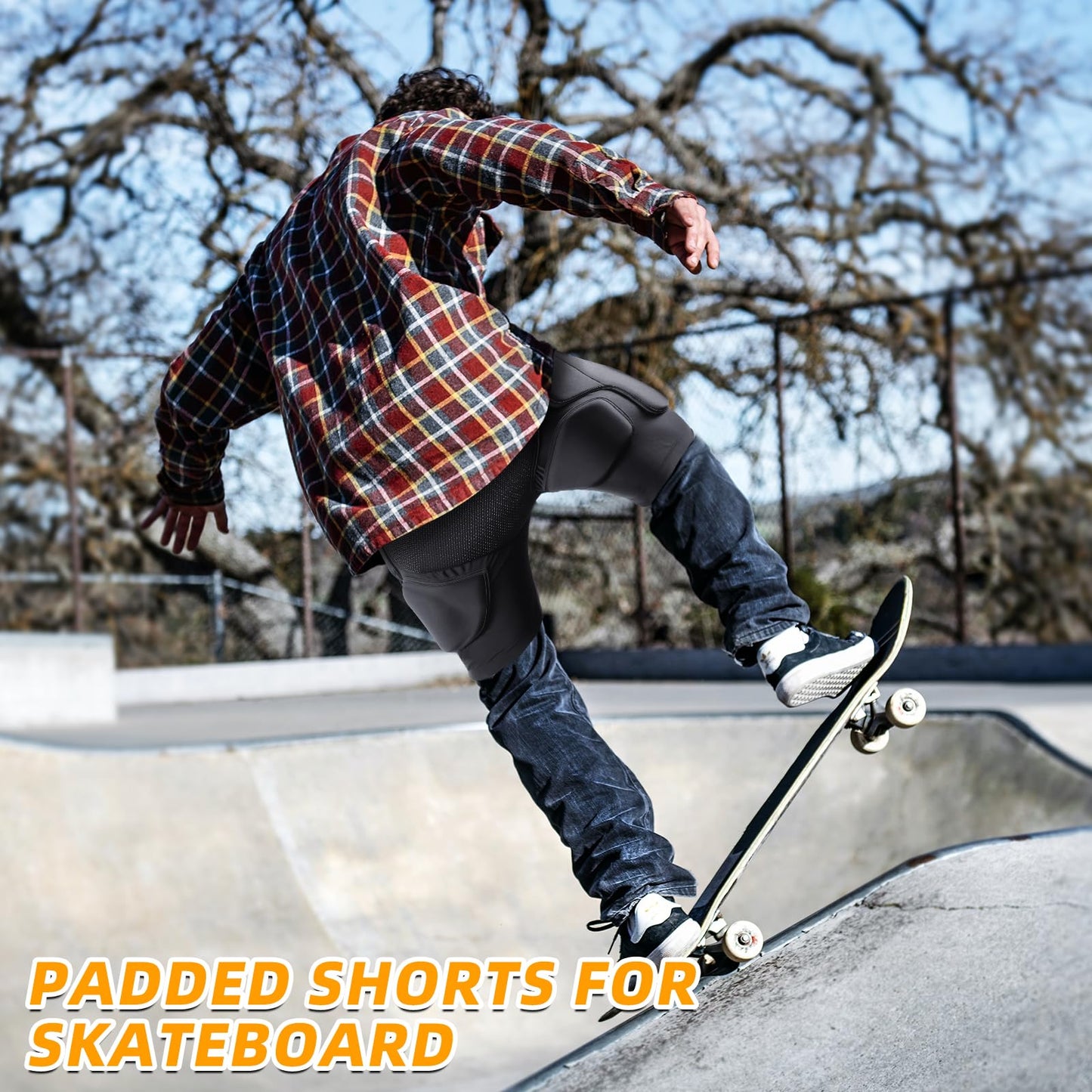 Cienfy 3D Hip Protective Padded Shorts EVA Tailbone Pad Impact Gear for Skiing Skating Snowboarding Skateboarding (Large)