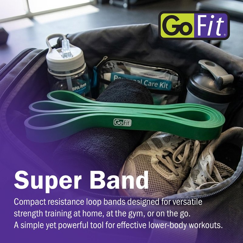 GoFit Pro Super Band 30-50lbs Durable Resistance Bands for Strength Training, Pilates, Stretching, Home Workouts, and Full-Body Exercise, Green