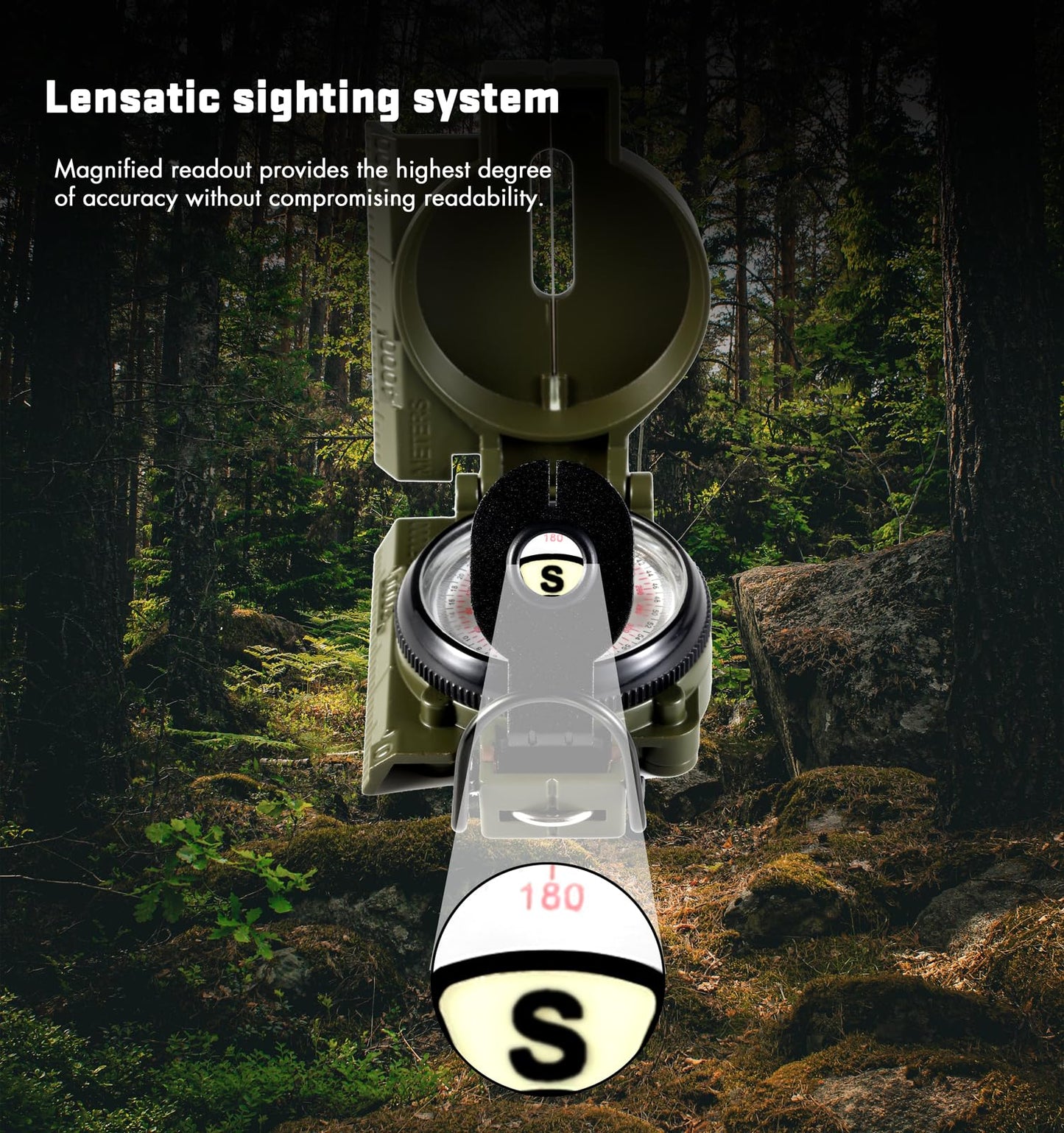 Eyeskey Multifunctional Military Sighting Navigation Compass with Inclinometer | Impact Resistant & Waterproof Compass for Hiking, Camping