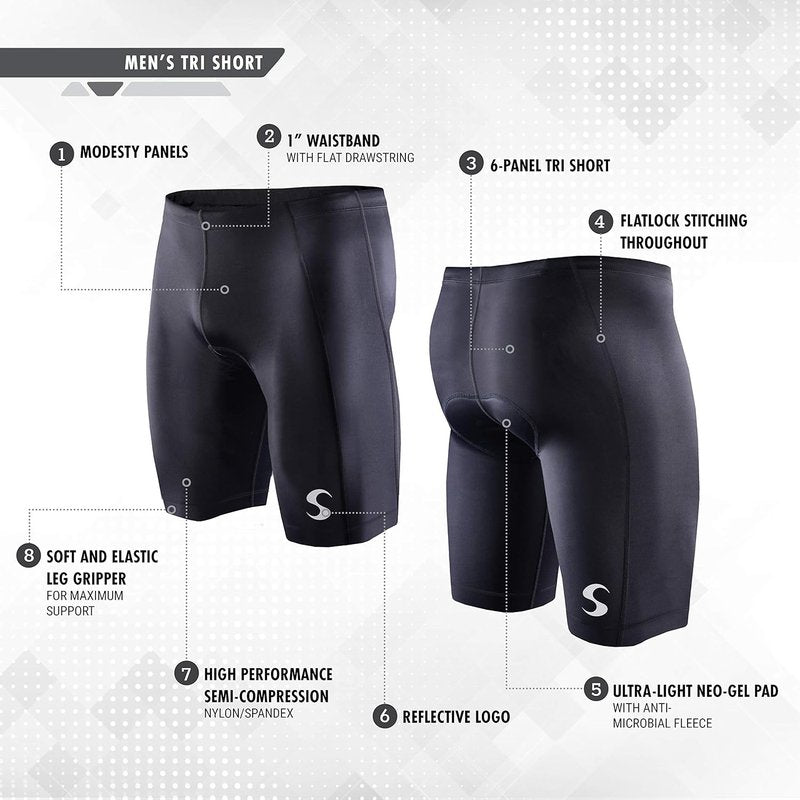 Men's Triathlon Shorts - Lightweight, Quick-Dry Fabric | Perfect for Racing & Training