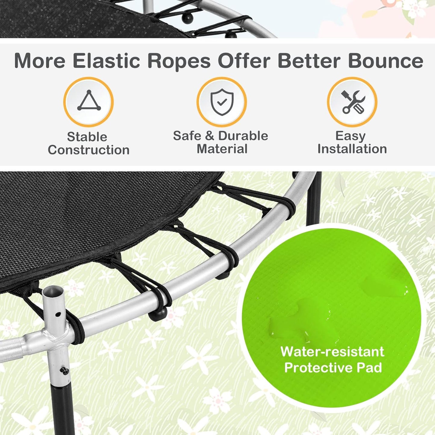 GYMAX Toddler Trampoline - 55” Kids Trampoline with Safety Enclosure Net & Seamless Jumping Mat | ASTM Approved for Indoor/Outdoor Fun