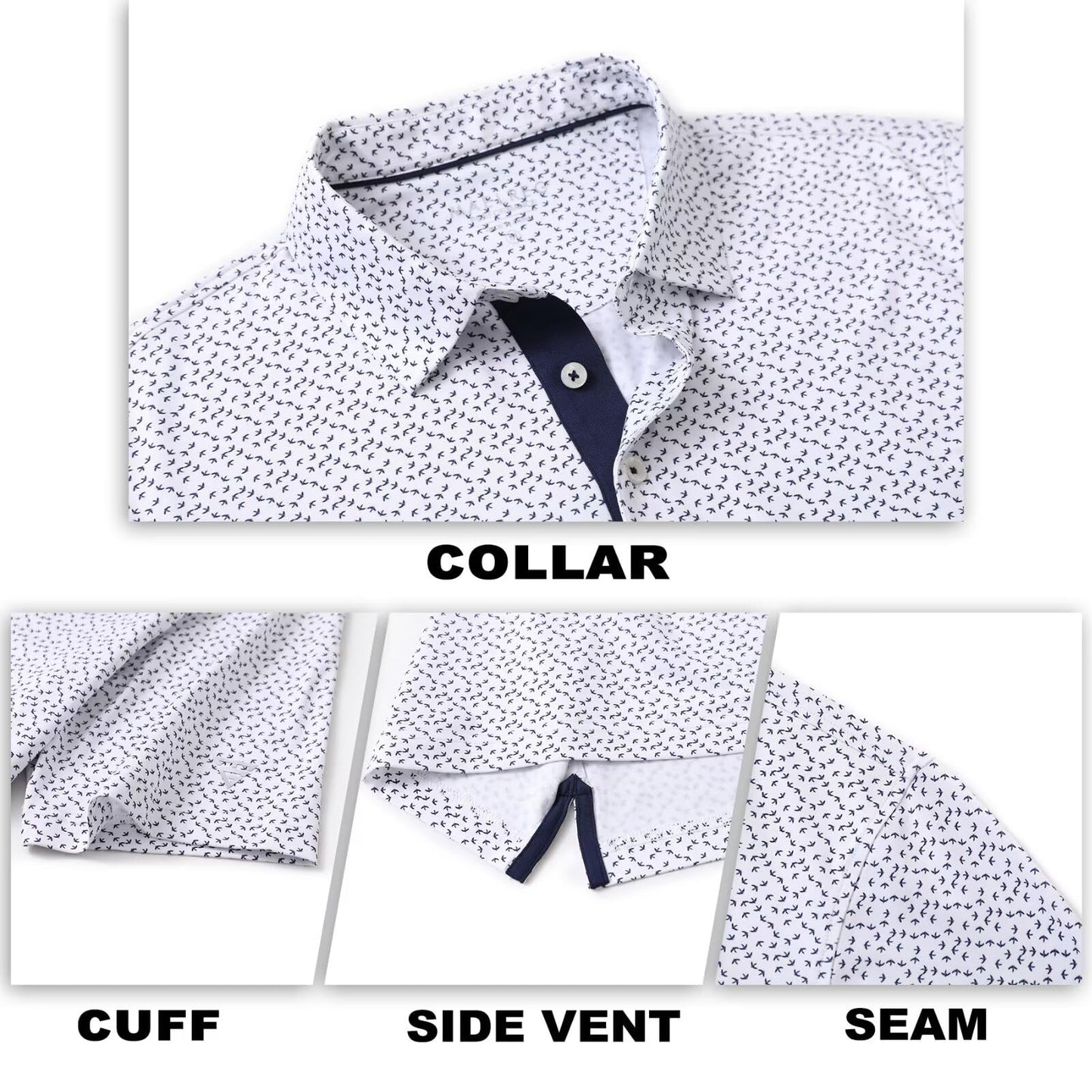 M MAELREG Golf Shirts for Men Dry Fit Print Patterns Performance Moisture Wicking Mens Polo Shirts Short Sleeve