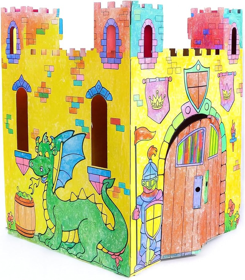 Fairy Tale Castle Playhouse - Creative Indoor/Outdoor Kids Art & Craft | 32" X 32" X 43.5", White, Age 3+