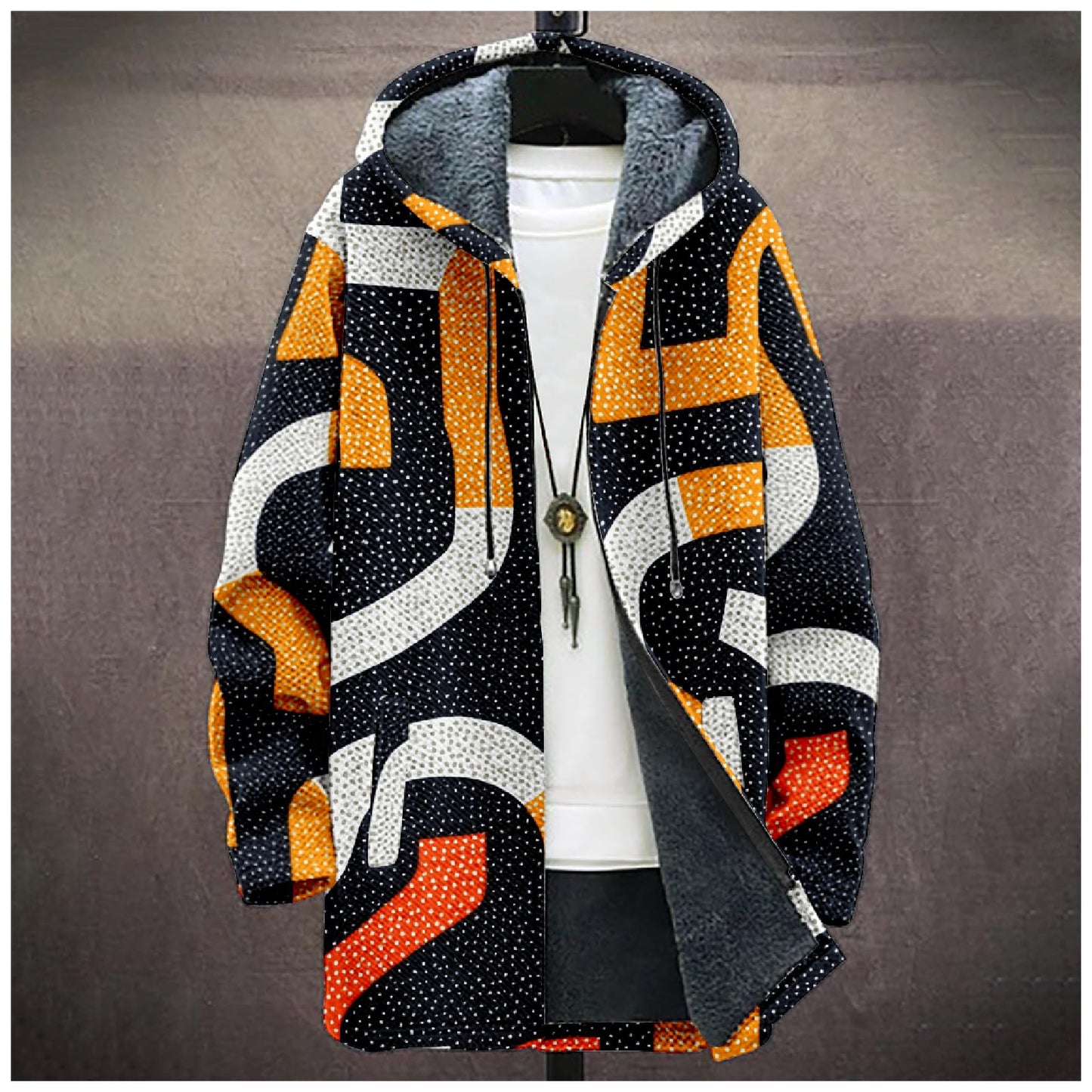 Biacolum Colorful Striped Zip Up Jacket Men Fashion Long Fleece Hooded Lined Zip Up Knit Coat with Pockets Fashion Hoodies Warm Jacket Fitted Cardigan for 2024 Winter,2XL