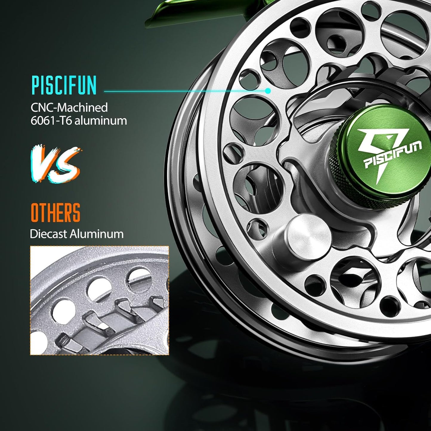 Piscifun Fly Fishing Reel - CNC-Machined Aluminum Alloy Construction | Lightweight Design