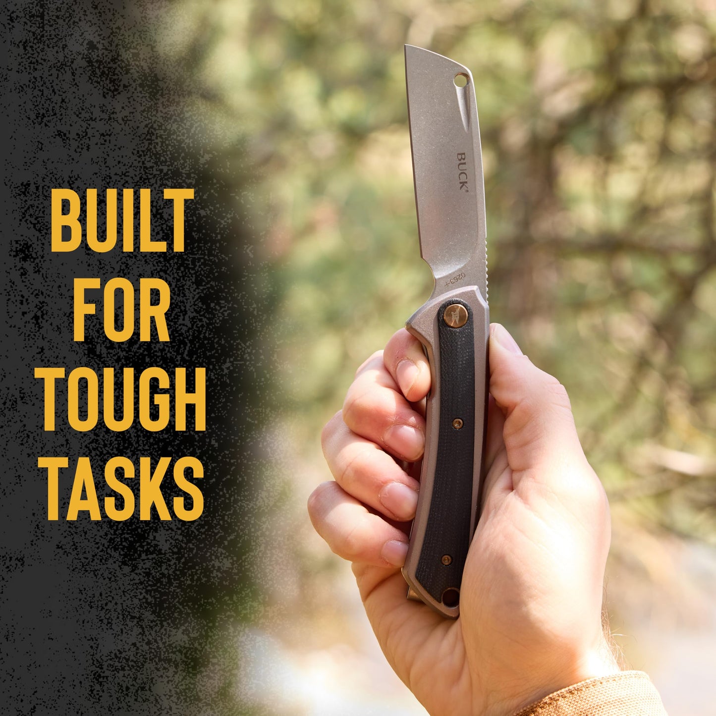 Buck Knives 263 HiLine Folding EDC Knife, 3.22” Pocket Knife Cleaver Blade, Aluminum Handle, D2 Steel Cleaver Folding Blade, Gray/Black, 3.88 oz