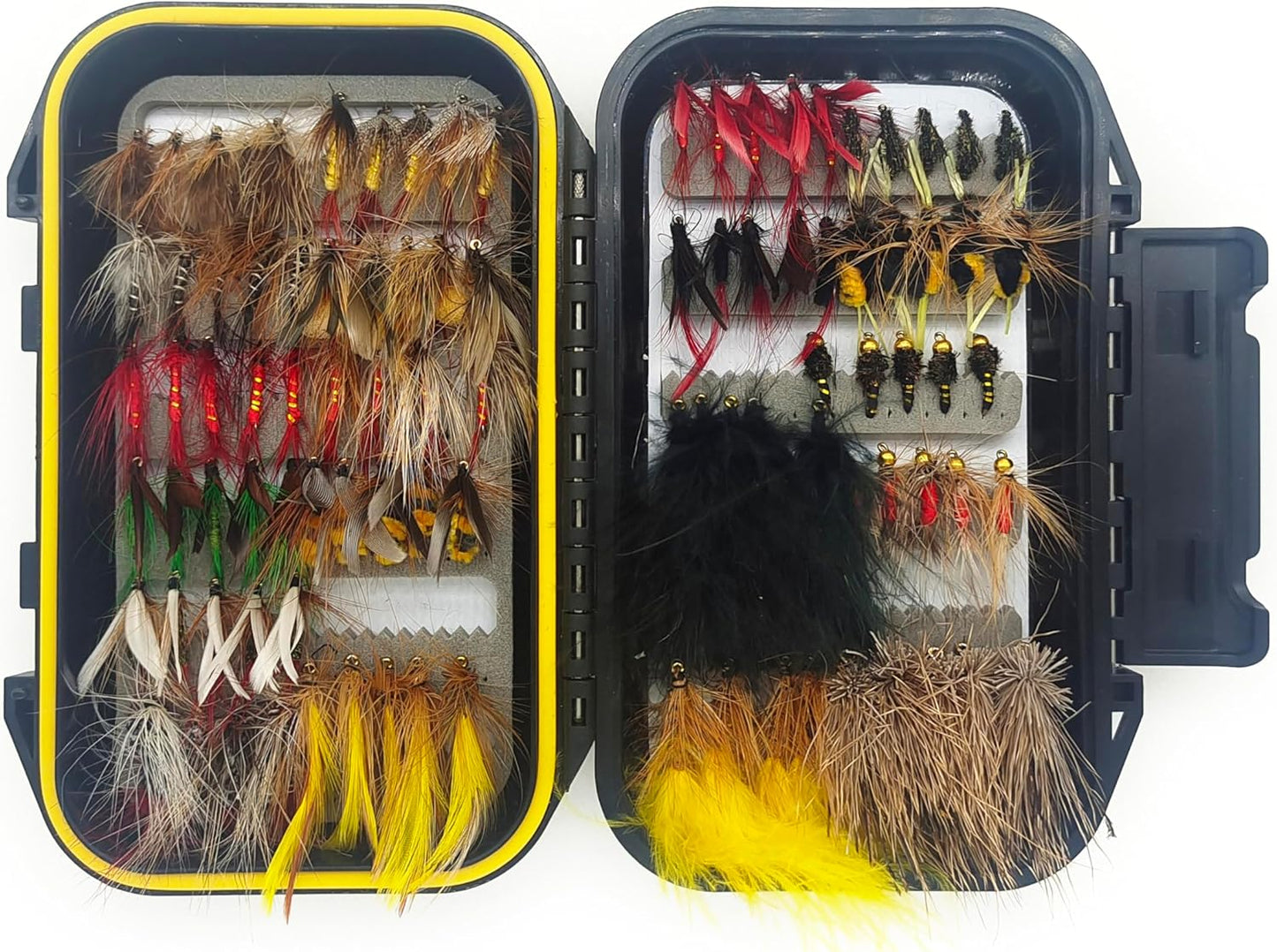 Kylebooker Fly Fishing Flies Assortment Kit - 100pcs Dry & Wet Nymphs with Fly Box