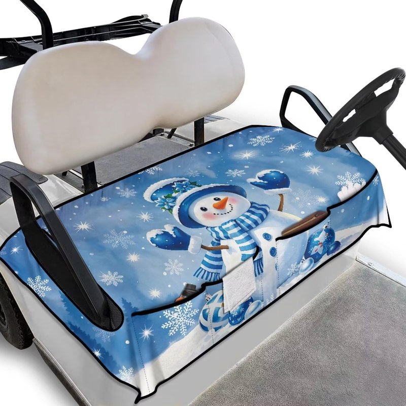 Bulopur Golf Cart Towel Seat Covers Terry Cloth Cute Christams Snowman Washable Easy Install Golf Cart Seat Covers Kit for EZGO TXT RXV/Club Car DS Precedent
