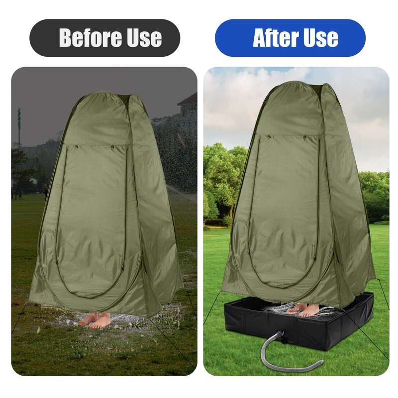 MABOZOO Portable Shower Pan, 41" x 41" x 10" Outdoor Shower Base Foldable Shower Base with Drain Pipe Camping Shower Mat for Indoor & Outdoor
