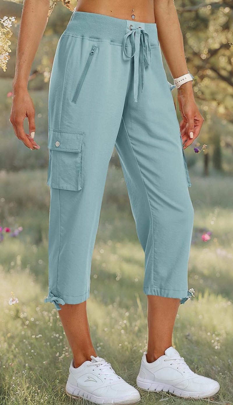 Women's Cargo Capris - Lightweight Quick-Dry Hiking Pants for Summer | Loose Fit Casual Travel Style