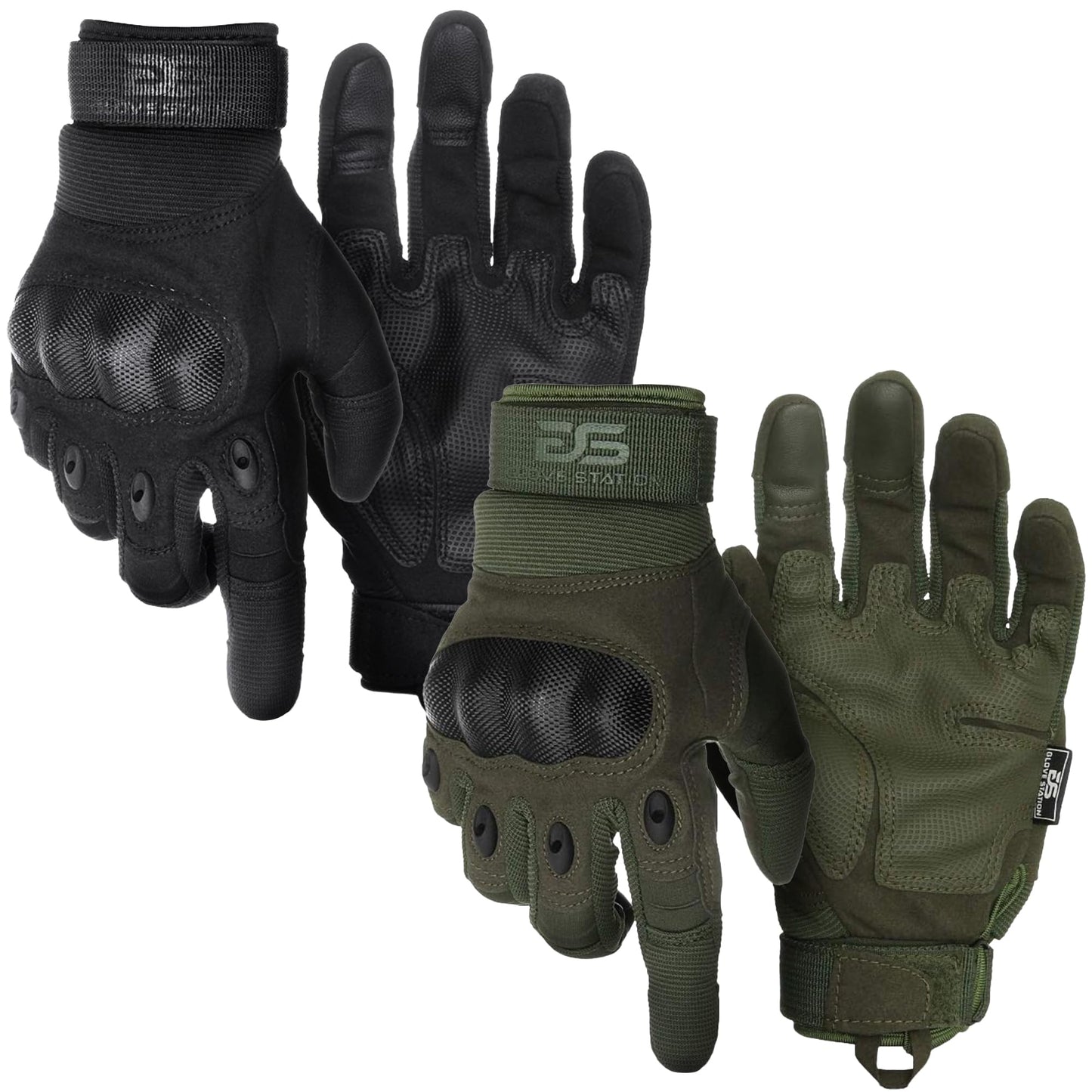 Glove Station Gloves for Men – Touchscreen Utility Gear with Hard Knuckle Protection Used in Motorcycle, Airsoft, & Outdoor Work Black & Green XX-Large