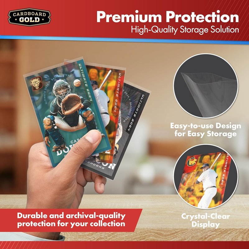 Gold Penny Sleeves for Trading Cards - Durable 400 Count Card Protectors | Crystal-Clear, Standard Size 2-5/8” x 3-5/8”