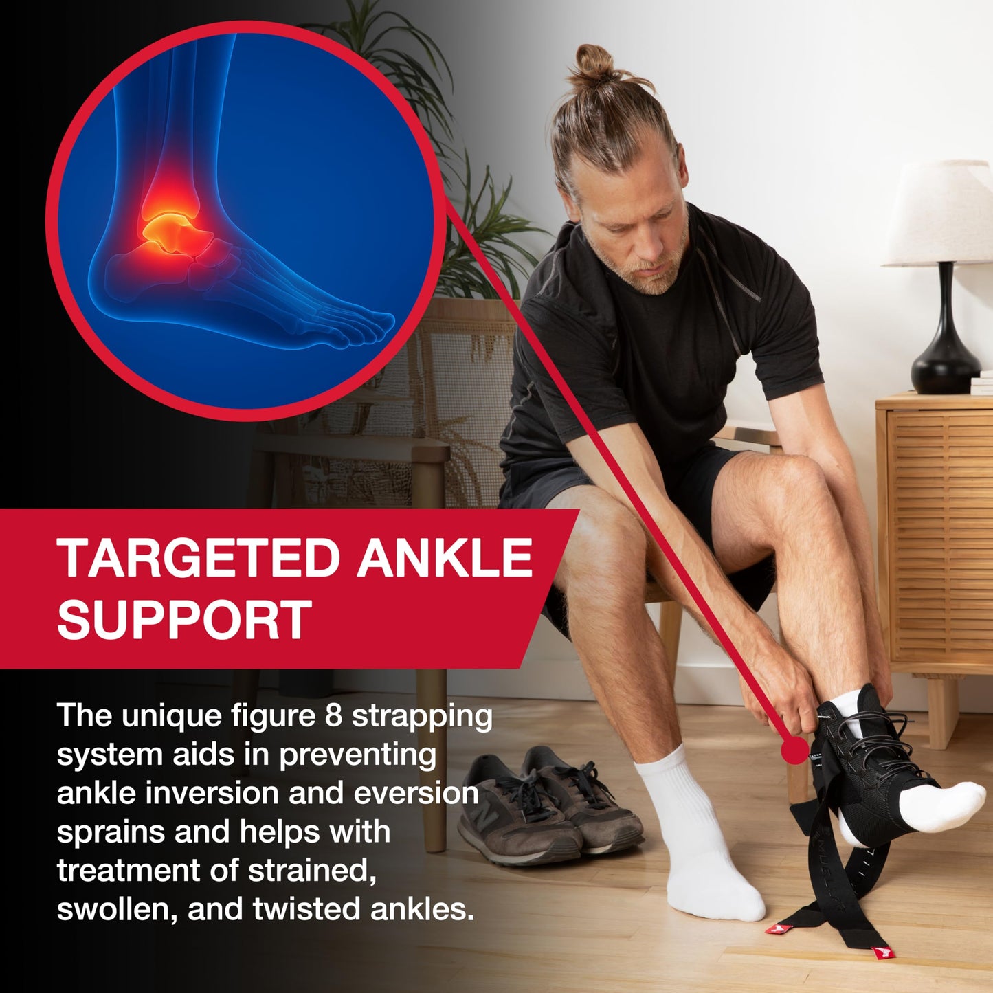 MUELLER Sports Medicine The One Ankle Brace Premium for Men and Women, Ankle Stabilizer for Compression and Pain Relief Support, Ideal for Sprains, Strains, Arthritis, Black, Medium