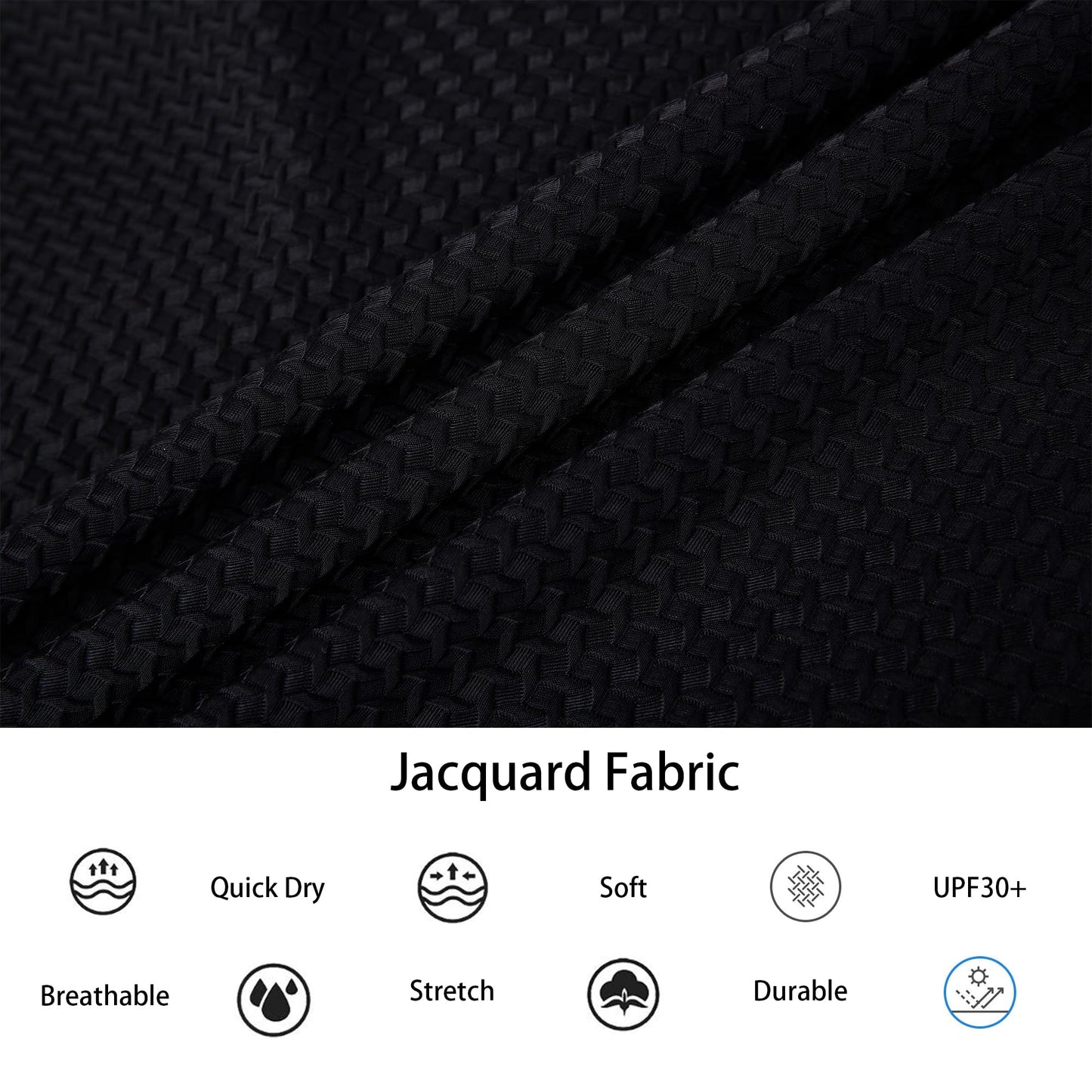 Alex Vando Mens Bubble Jacquard Polo Shirt Super Stretch Short Sleeve Polo Shirts for Men,Black,XL