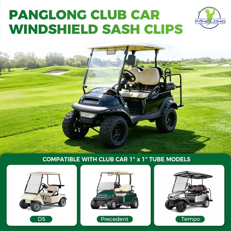 Panglong Golf Cart Windshield Clips-2PCS, Club Car Windshield Sash Clips for 1"x1" Tube, Suitable for Club Car DS, Precedent and Tempo Golf Cart, OEM#1014441-01 1021630-01(2Pcs)