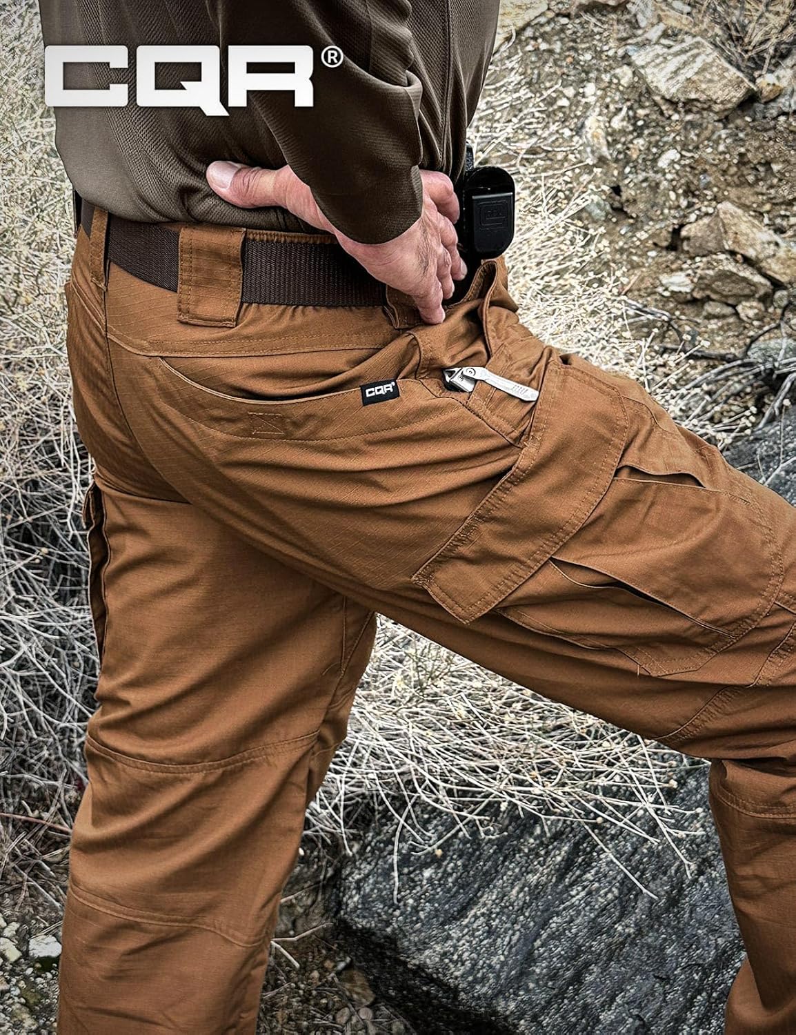 CQR Men's Tactical Pants - Lightweight Water-Resistant Ripstop Cargo Pants for Hiking | EDC Workwear