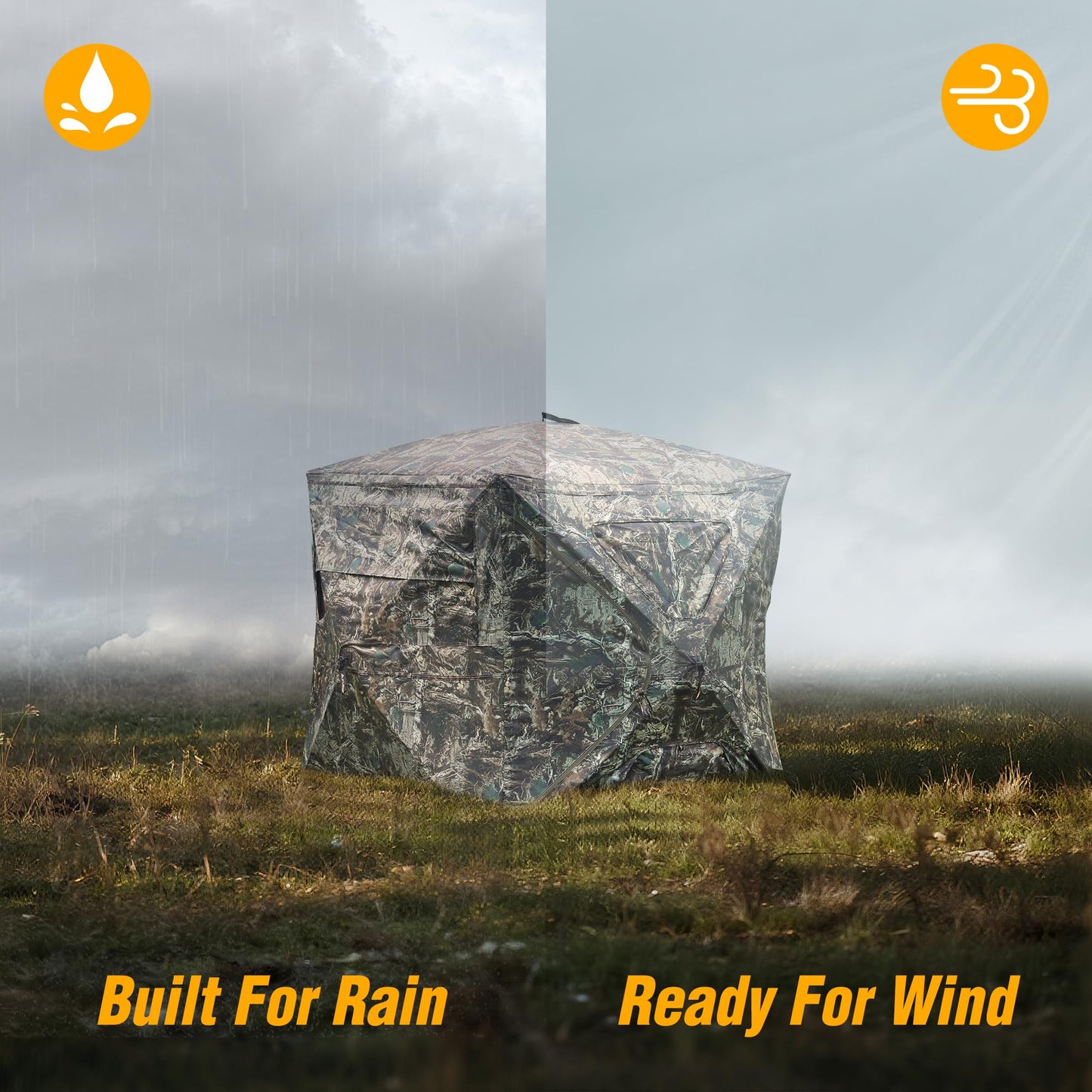 FLISSA 270 Degree Pop Up See Through Hunting Blind，3-4 Person Ground Blind