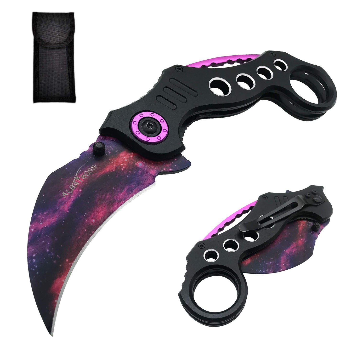 ALBATROSS EDC Cool Spring Assisted Folding Pocket Knives Tactical Sharp Raptor Claw Knife(Purple)