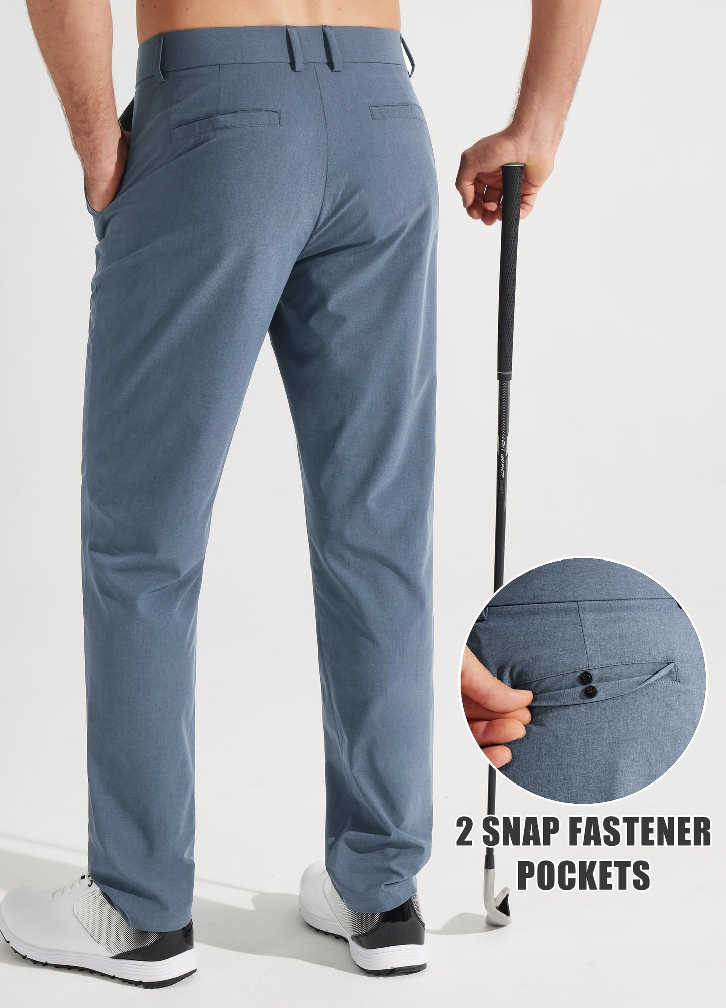 Libin Men's Dress Pants 32" Comfy Business Casual Golf Pants Quick Dry Lightweight Clothing for Men Travel Vocation Work Trousers Water Resistant, Ice Blue, 30W x 32L