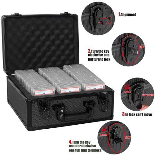 OUUTMEE Graded Card Case - Aluminum Alloy Graded Card Storage Box Compatible with 100 Card Slabs - the Sports Trading Card Case Fits PSA, CSG, BGS and Top Loaders
