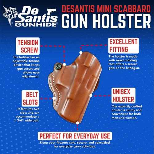 DeSantis Thumb Break Scabbard OWB Holster - Leather Right Hand Gun Holster, Fits Standard 1911 Models 5", from COLT, S&W, SIG Sauer, Ruger, Kimber, Springfield, and Others - Right Hand Draw, Black